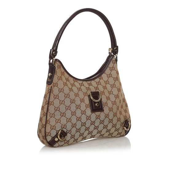 Vintage Gucci GG Canvas Abbey D-Ring Shoulder Bag Brown