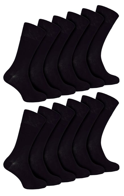 IOMI - 12 Paar Multipack Herren Diabetiker Bambus Socken | Extra breite nahtlose Socken mit nicht elastischen sanften Grip Top - Schwarz - Image 1