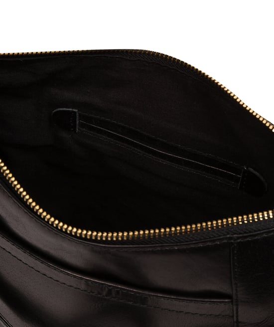 'Merrill' Black Leather Cross Body Bag