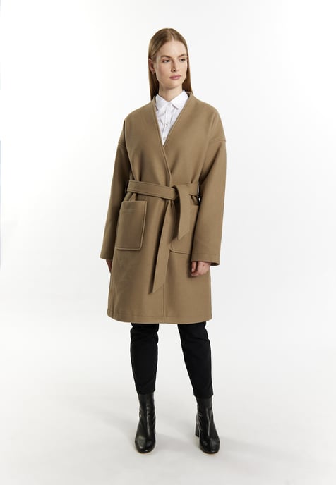 Dreimaster Übergangsmantel in Wolloptik Damen Graubeige - Image 4