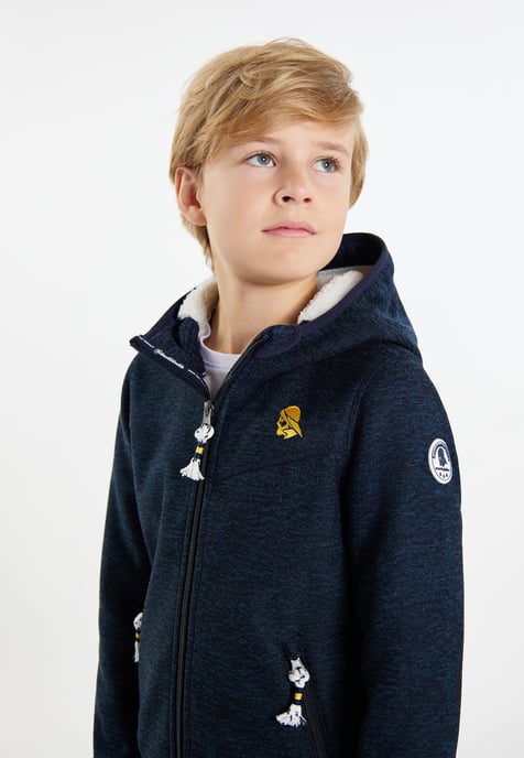 Schmuddelwedda Strickfleeceblouson Jungs Marine Melange - Image 5