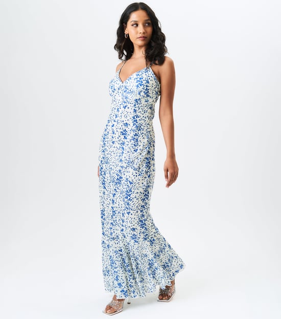 Dobby Floral Chiffon Träger-Maxikleid - Image 3