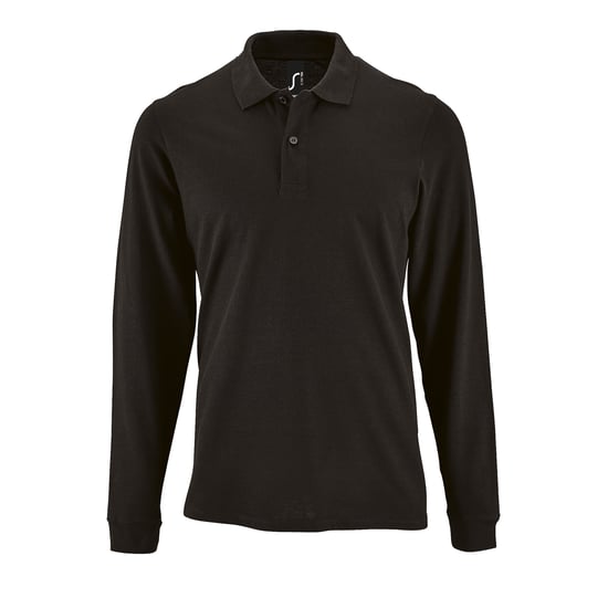 SOLS Mens Perfect Langarm-Pique-Poloshirt (Schwarz) - Image 1