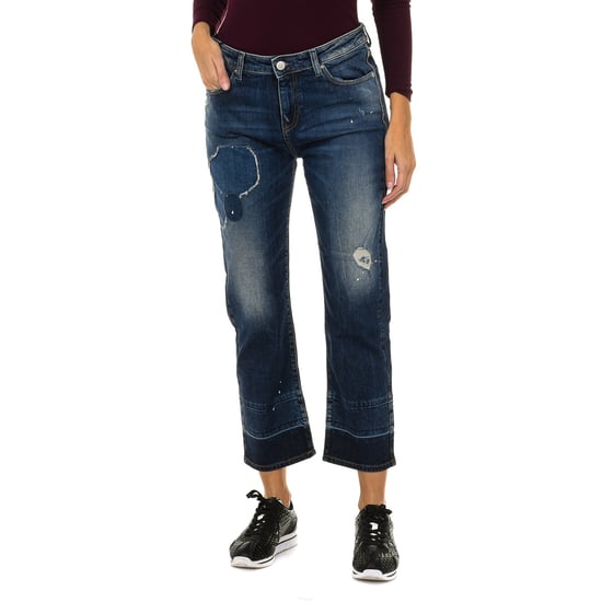 Frauen lange getragen und zerrissen Effekt Denim Hosen 6Y5J10-5D2XZ - Image 1