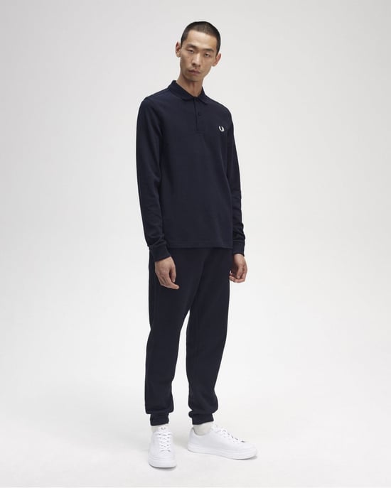 Fred Perry Mens Long Sleeve Plain Signature Polo Shirt