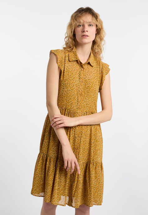 Dreimaster Blusenkleid Damen Dunkelgelb Mehrfarbig - Image 3