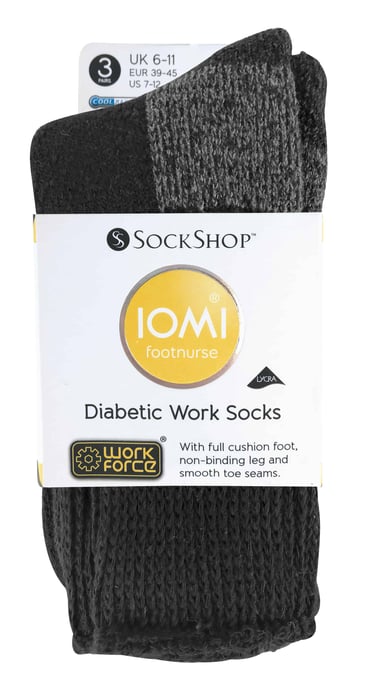 3 Paar Herren Loose Top Komfort gepolstert Baumwolle Diabetiker Arbeit Socken - Image 2