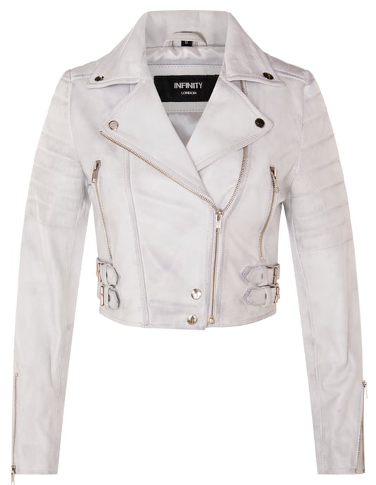 Ladies Brando Short Leather Jacket-Longtown