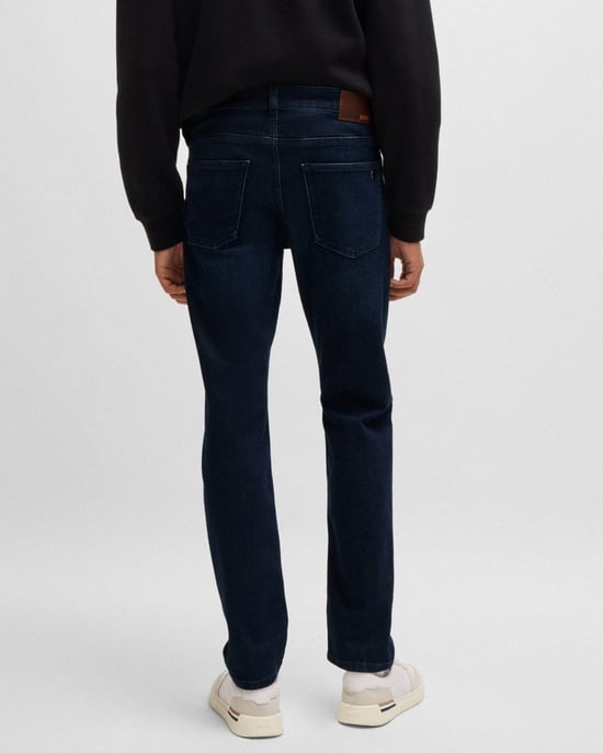 BOSS Orange DELAWARE BO Mens Slim Fit Comfort-Stretch Dark Blue Jeans NOS - Image 4