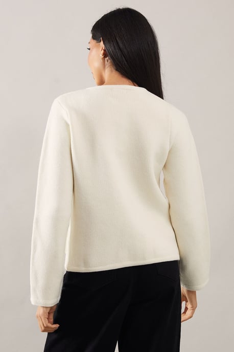 Melange pocket detail button down knitted jacket