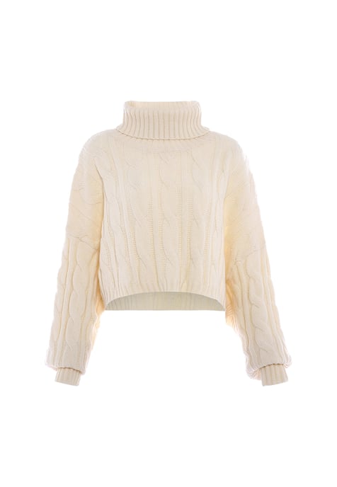 Mymo Rollkragenpullover Damen Wollweiß - Image 1