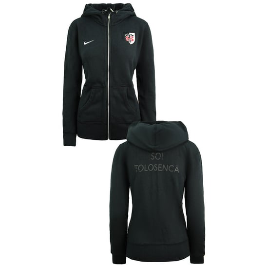 Nike Rugby Stade Toulousain Zip-Up-Hoodie Damen Schwarz Pullover 454221 010 - Image 3