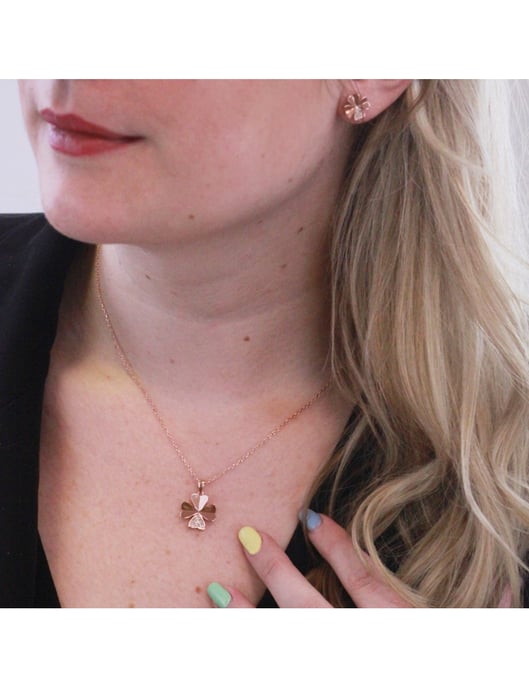 Kleeblatt-Set und Box - Rose Gold und Kristall - Image 2