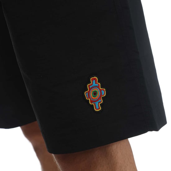 Men's Marcelo Burlon Sunset Cross Nylon Shorts in Black Red