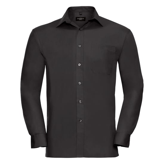 Russell Mens Long Sleeve Pure Cotton Work Shirt (Schwarz) - Image 1
