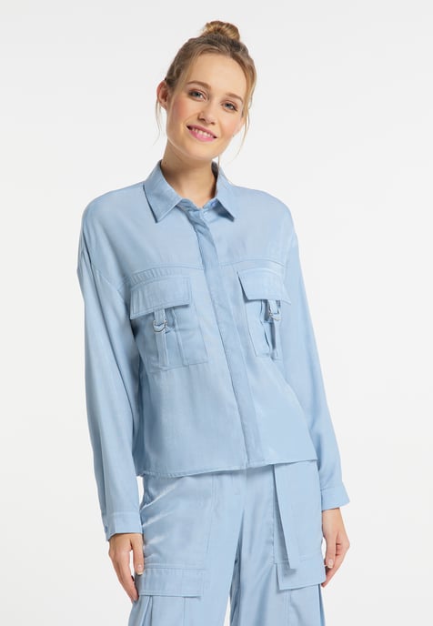 Dreimaster Bluse Damen Hellblau - Image 1