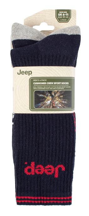 Herren Sport Crew Socken | Jeep | 4er Pack Baumwolle Laufsocken mit verstärkter Ferse und Spitze - Navy - Image 2