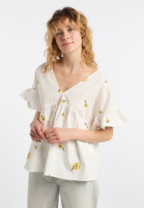 Dreimaster Tunika Damen Wollweiss Gelb - Image 3