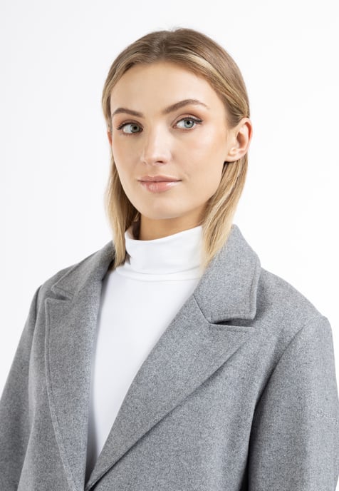 Dreimaster Langer Blazer aus Wollgemisch Damen Grau Melange - Image 4