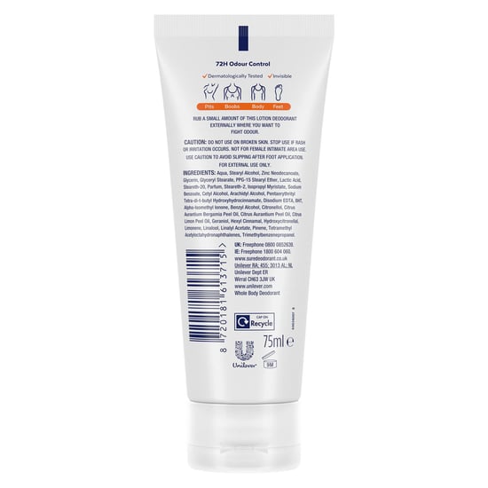 Sure Fresh Citrus Whole Body Deodorant Cream Aluminium Free 50ml, 6 Pack