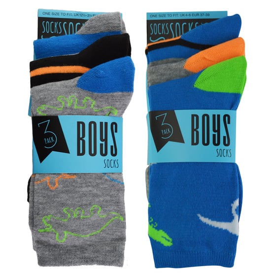 Jungen 6 Paare sortiert Neuheit Mode Knöchel Socken | bunt | Funky - Dinosaurier - Image 2