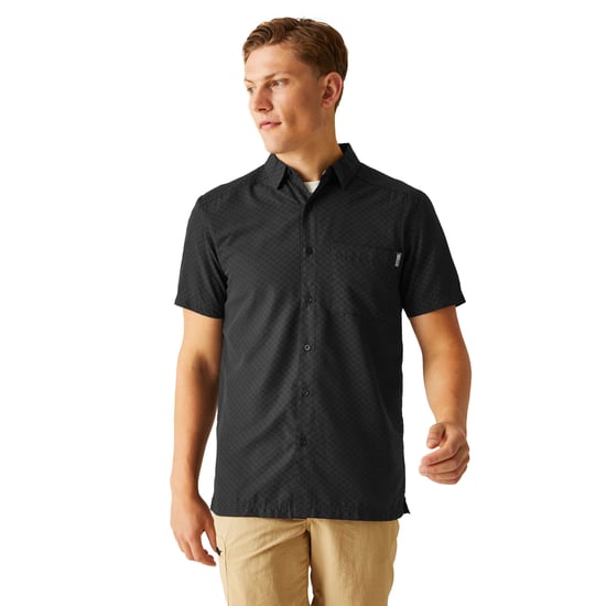 Regatta Mens Mindano VIII Criss-Cross Shirt (Black/Ash)