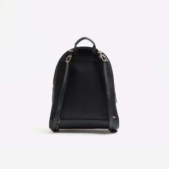 River Island Womens Backpack Black Quilted Zip Bag