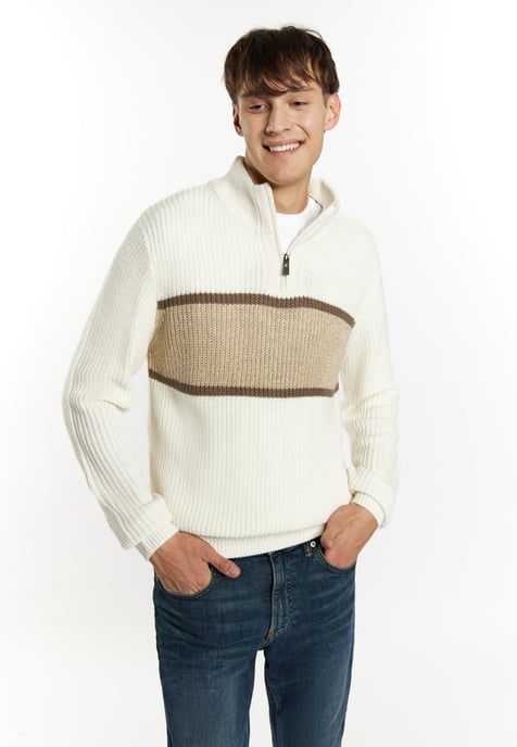 Mo Grobstrickpullover Herren Weiss Mehrfarbig - Image 3