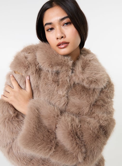 Cropped Fur Pelted Jacket - Image 4