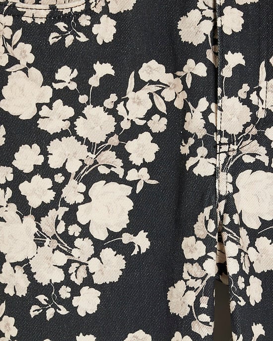 River Island Womens Straight Jeans Petite Black Relaxed Floral