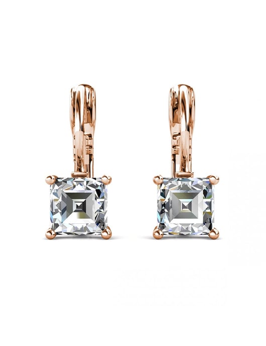 Quadratische Ohrringe - Rose Gold und Kristall - Image 3