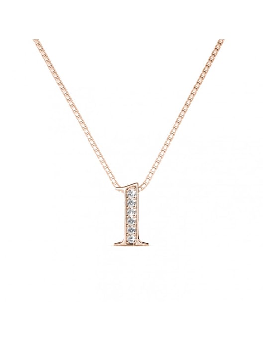 Nummer 1 Anhänger - Rose Gold und Kristall - Image 1