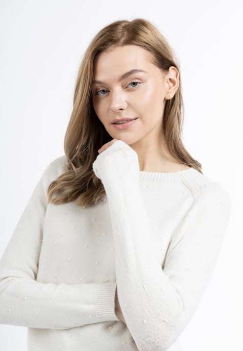 Dreimaster Strickpullover Damen Wollweiß - Image 5