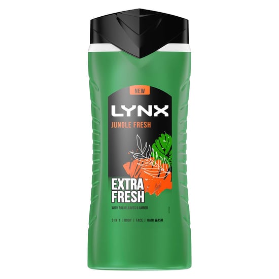Lynx 3in1 Body, Face & Hair Wash Shower Gel Extra Fresh Jungle Fresh 500ml, 3pk