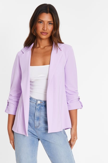 Lilac Ruched Sleeve Tailored Blazer - Image 1