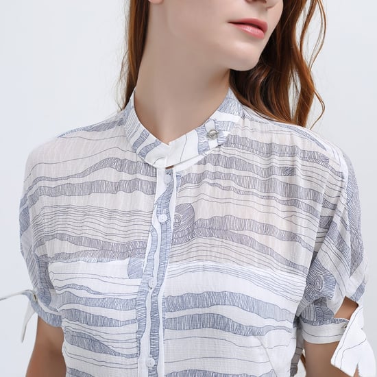 Linear Print Midi elemental print shirt dress
