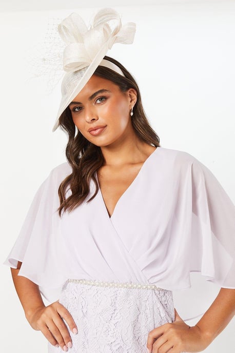Lace Chiffon Cape Pencil Dress
