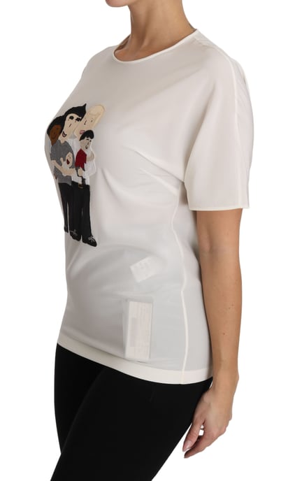 Dolce & Gabbana Damen T-Shirt aus weißer Seidenstretch #dgfamily - Image 2