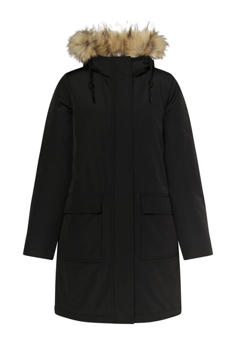 Dreimaster Winterparka mit Kunstfell Damen schwarz - Image 1