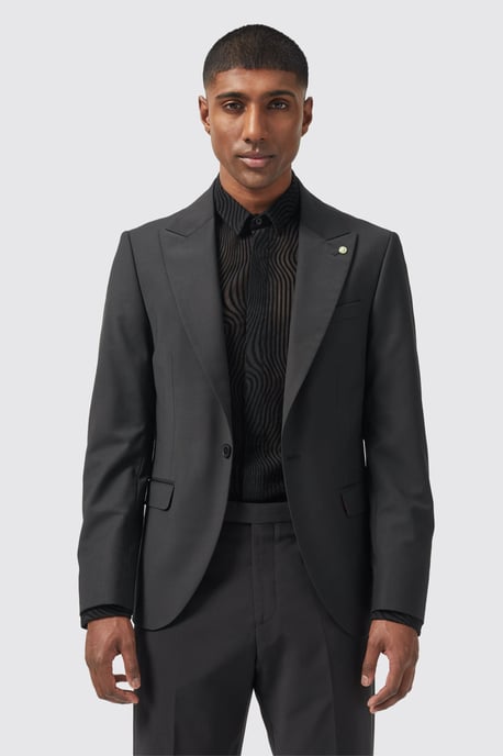 Buscot Slim Fit Black Jacket