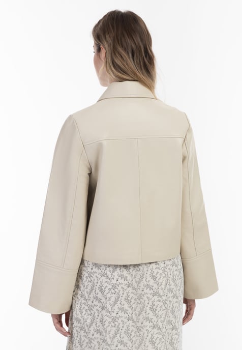 Dreimaster Lederjacke Damen Wollweiß - Image 4