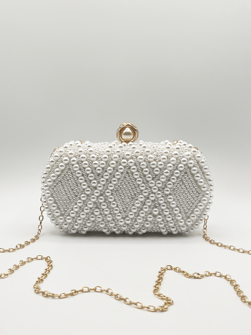 White beaded clutch bag