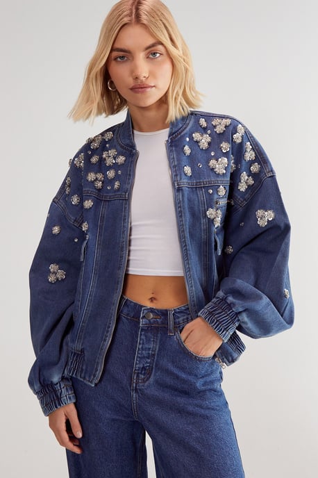 Limited Embellished Flower Applique Jacket
