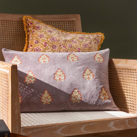 Paoletti Filagree Floral Cotton Velvet Polyester Filled Cushion
