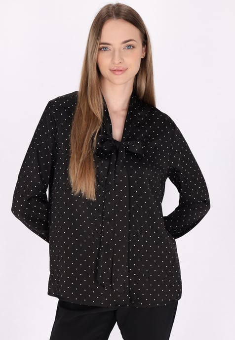 Dreimaster Bluse Damen Schwarz Gepunktet - Image 3