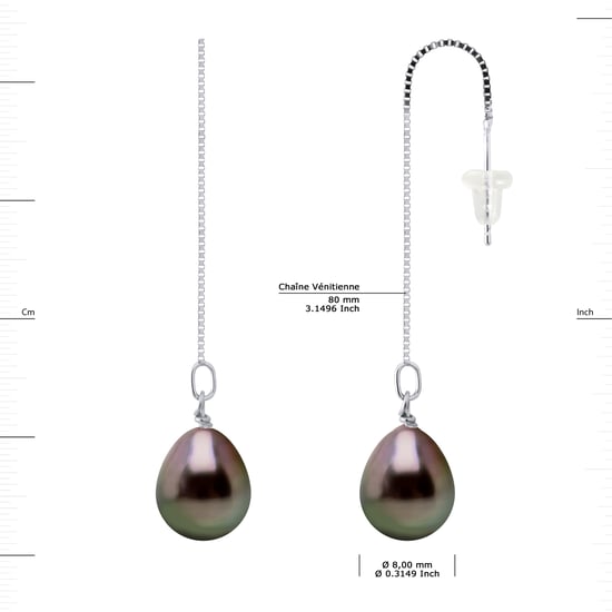 DIADEMA - Earrings - Pending - Real Tahitian Pearls - White Gold