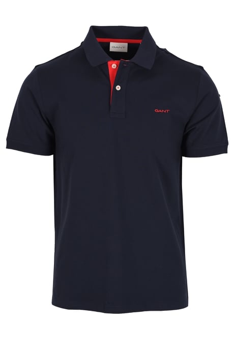 Gant Kontrastkragen SS Poloshirt Abendblau - Image 1