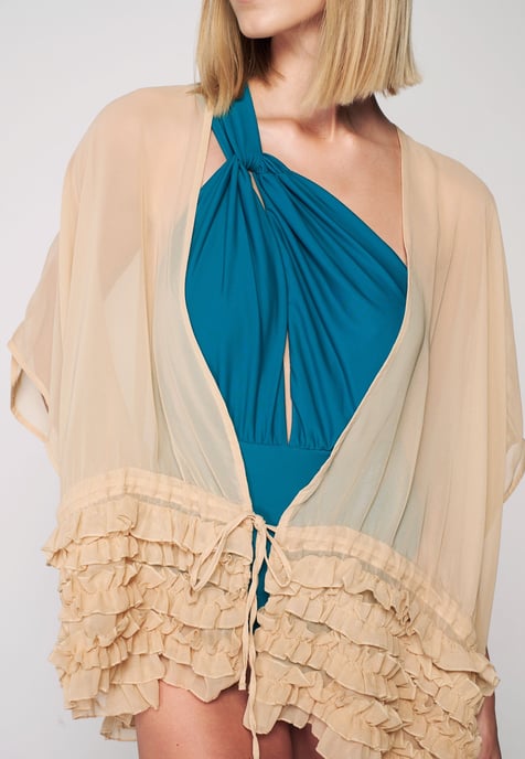 Herita Kimono mit Rüschen - Hellbraun - Image 5