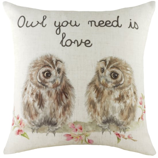 Evans Lichfield Hedgerow Owls Watercolour Printed Cushion Cover
