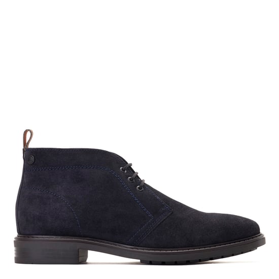 Base London Mens Kilby Suede Navy Suede Chukka Boots